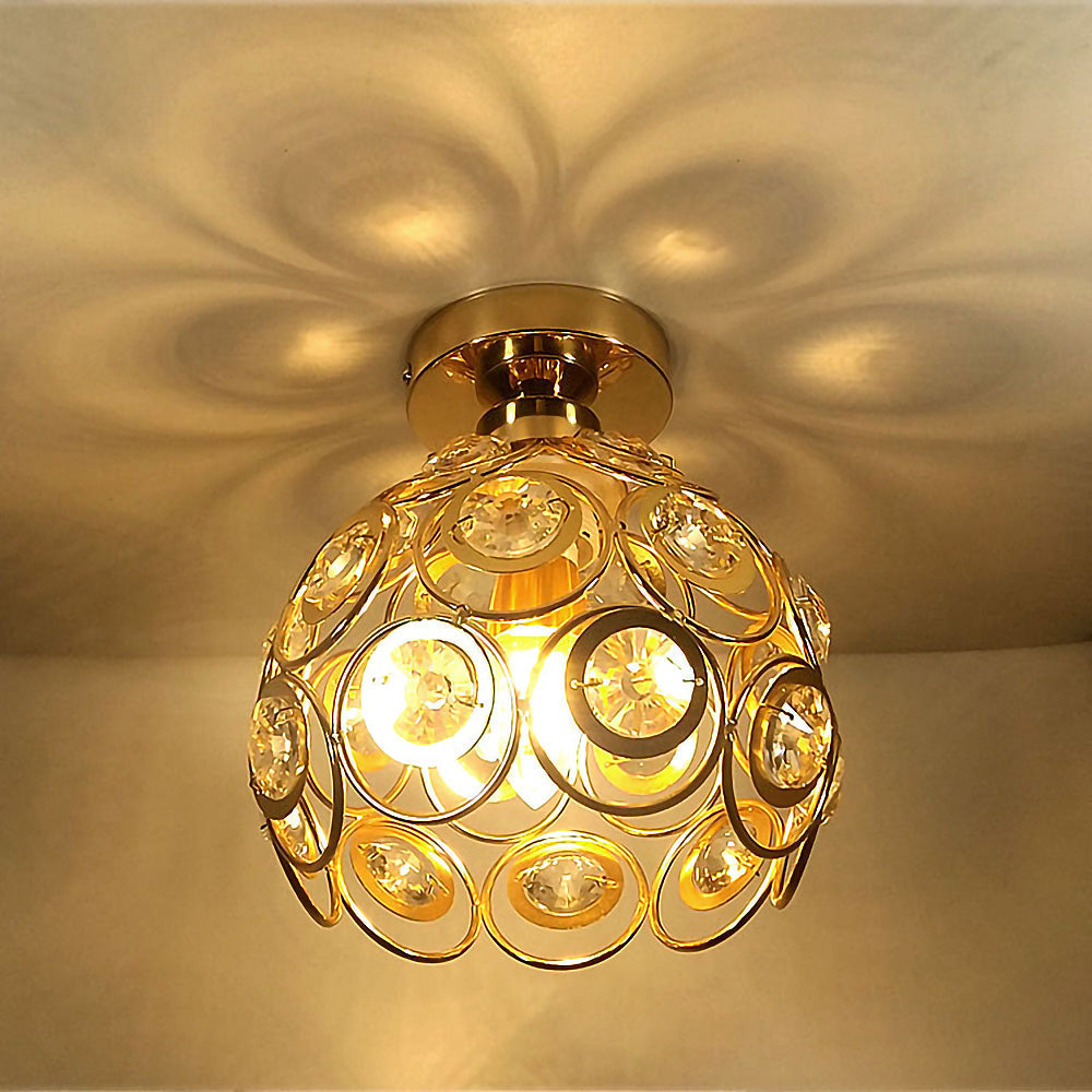 Elegant Crystal-Accented Flush Mount Ceiling Light