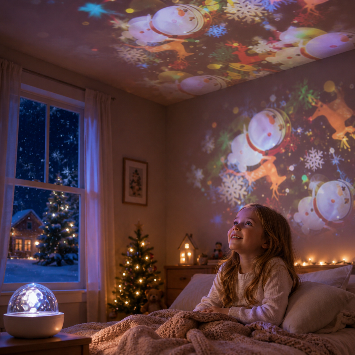 AuraSphere – Enchanting Rotating LED Projector for Your Space