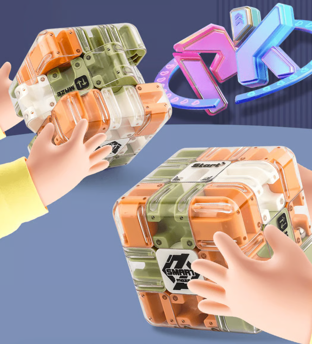 3D Maze Cube Transparent Stainless Steel Ball