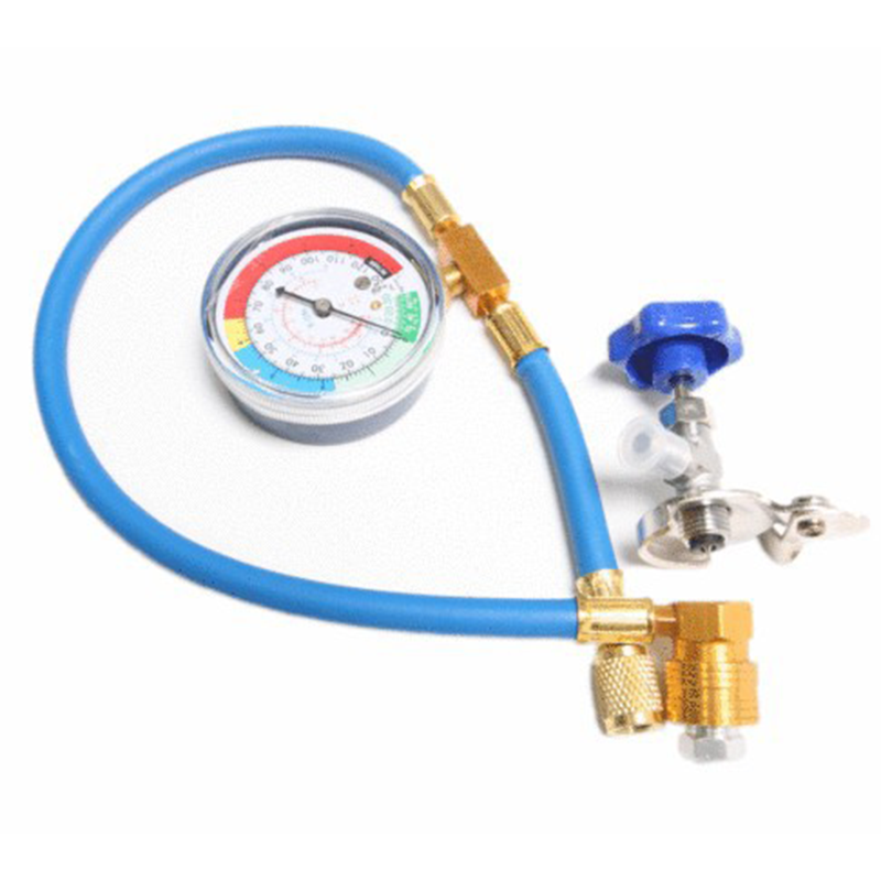 Air Conditioning Recharge Hose Pressure Gauge & Quick-Connect