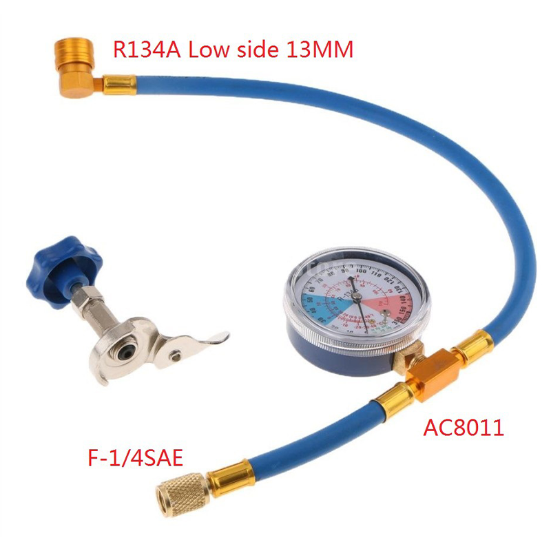Air Conditioning Recharge Hose Pressure Gauge & Quick-Connect