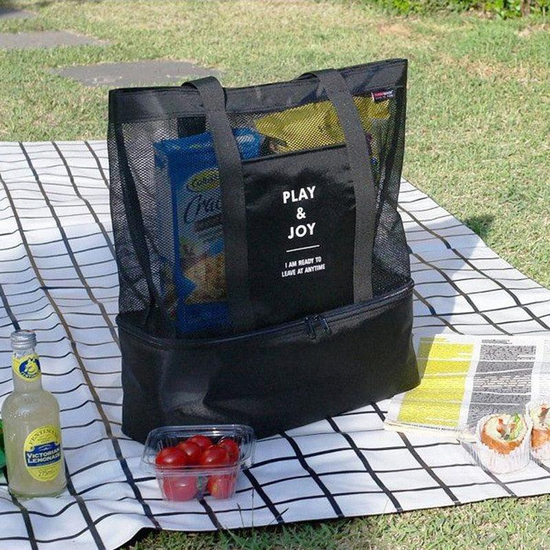 Beach Tote Mesh Top & Insulated Cooler