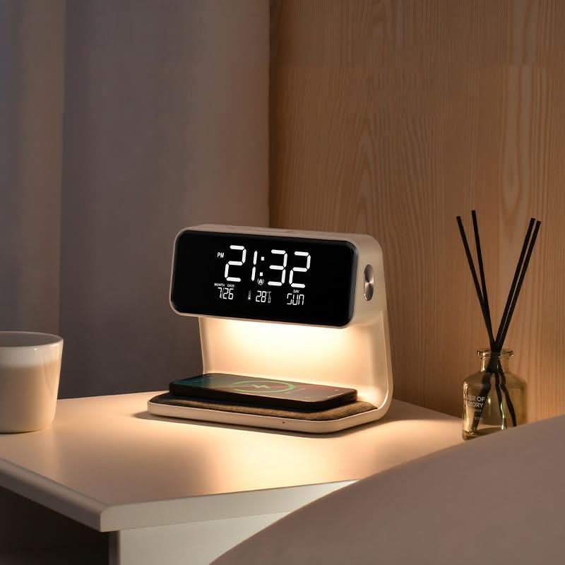 Bedside Lamp Touch Dimmable LED Wireless Charging Alarm Clock