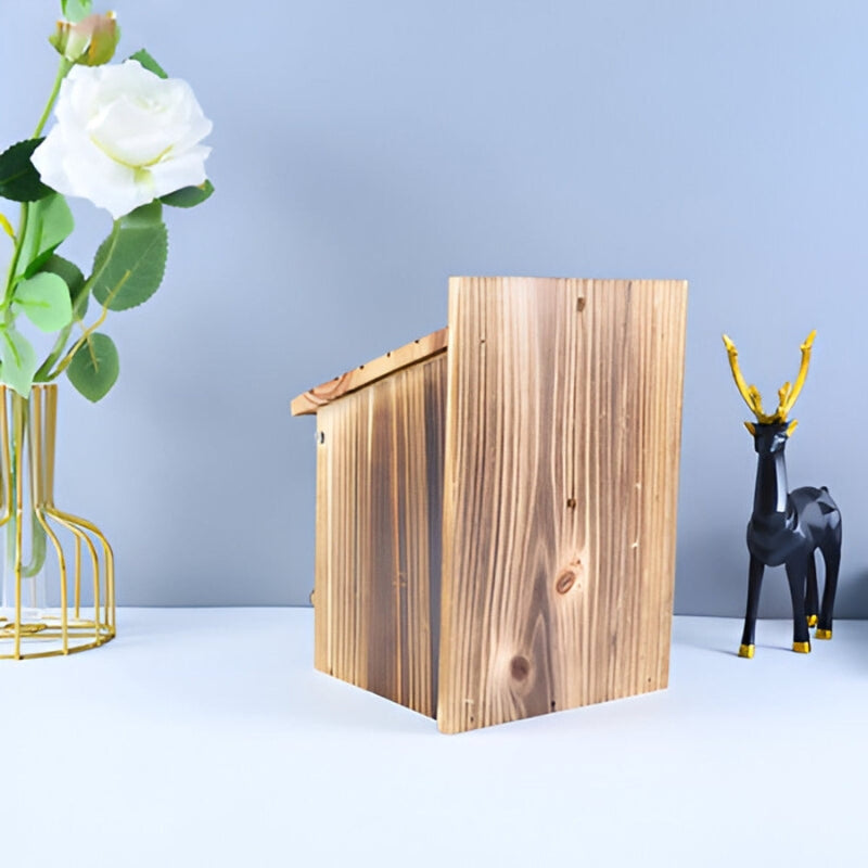 Birdhouse Natural Wood Box Shape Indoor & Outdoor