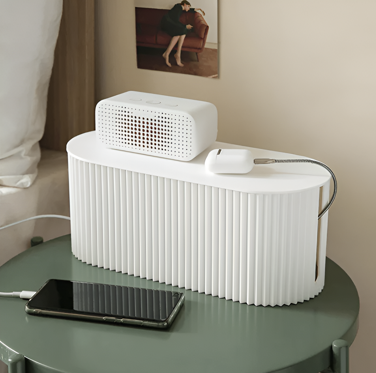 Cable Organizer Box Removable Lid & Device Stand