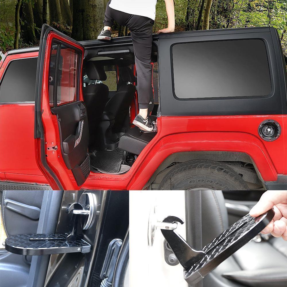 Car Door Step Aluminum Non-Slip With Emergency Hammer