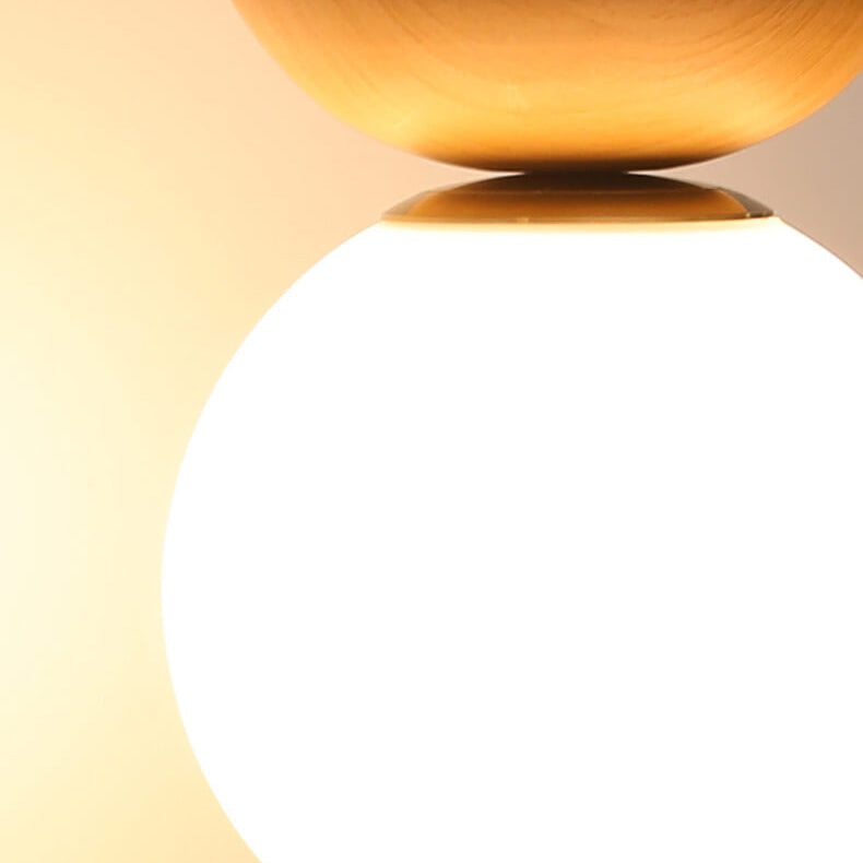 Ceiling Light Semi-Recessed Glass Globe Wood Finish