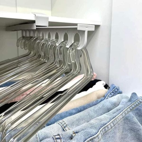 Closet Hanger Extendable Smooth Sliding Aluminum Adhesive Mount