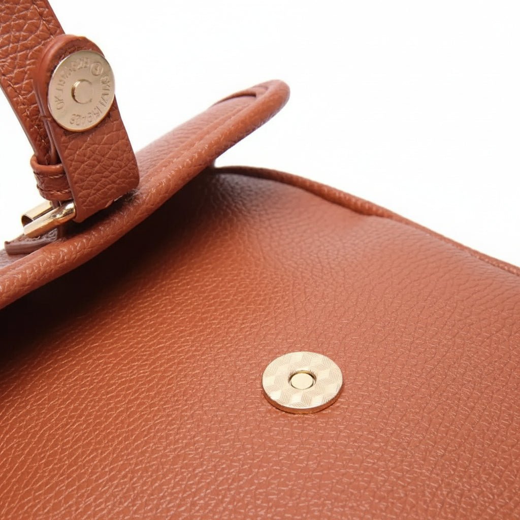 Crossbody Bag Grained Faux Leather Multiple Pockets