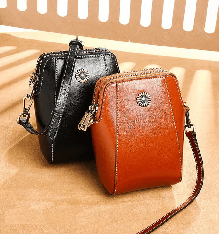 Crossbody Bag Vintage Leather-Look Multiple Compartments & Card Slots