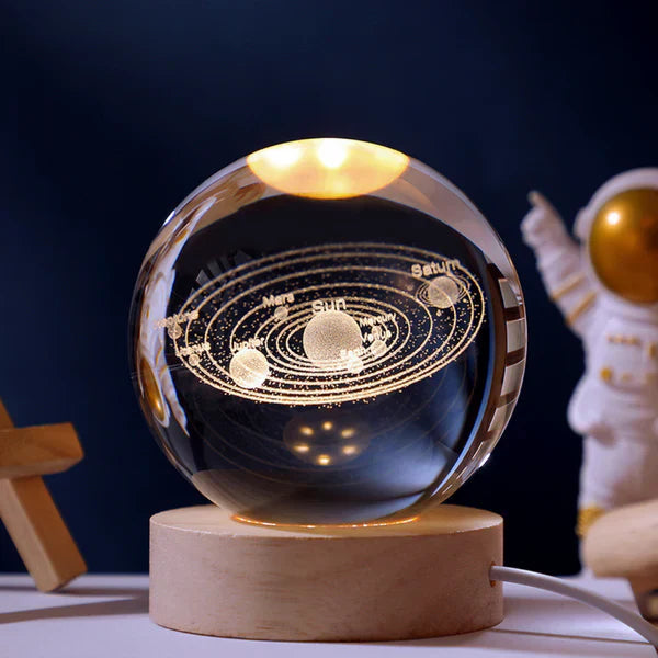 Crystal Ball Night Light 3D Engraved Warm White USB-Powered
