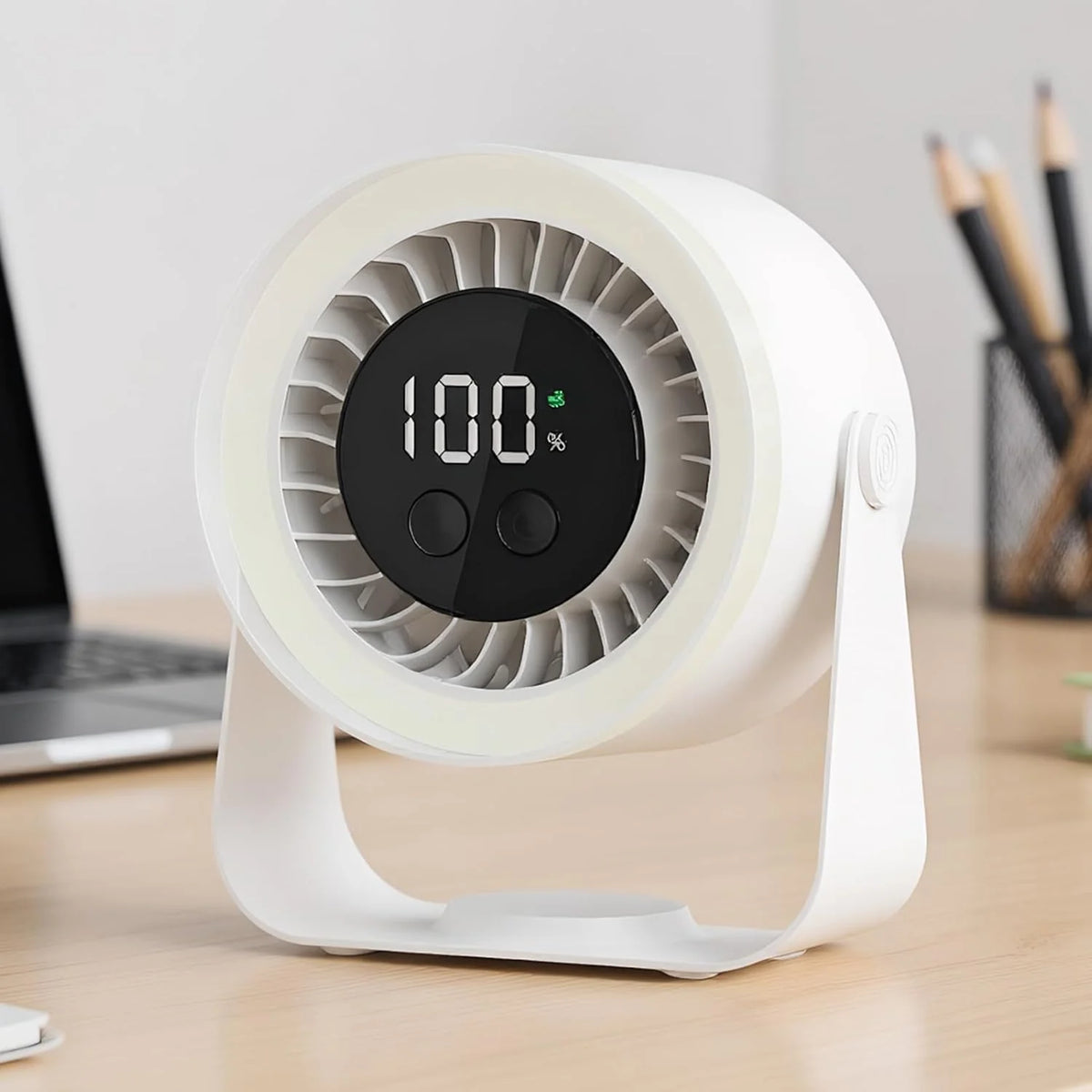 Desk Fan Ultra-Quiet 10 Speeds USB-C Rechargeable 10H