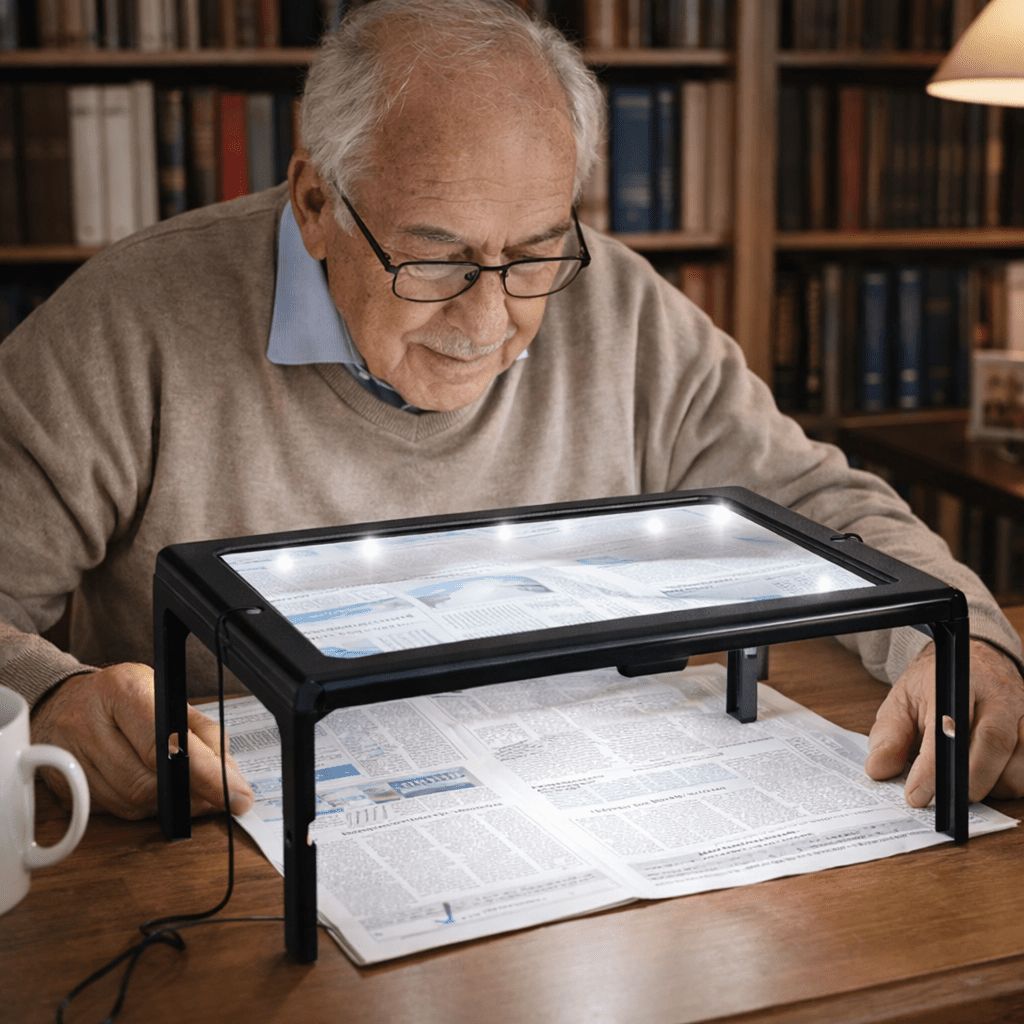 Desktop Magnifier 3x Full-Page Foldable LED & Hands-Free