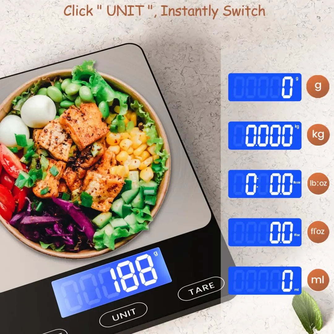 Digital Kitchen Scale Backlit LCD Tare 15 Kg Capacity