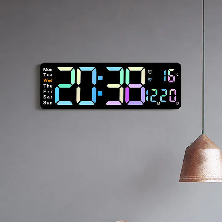 Digital Wall Clock Extra-Large RGB LED Remote Control