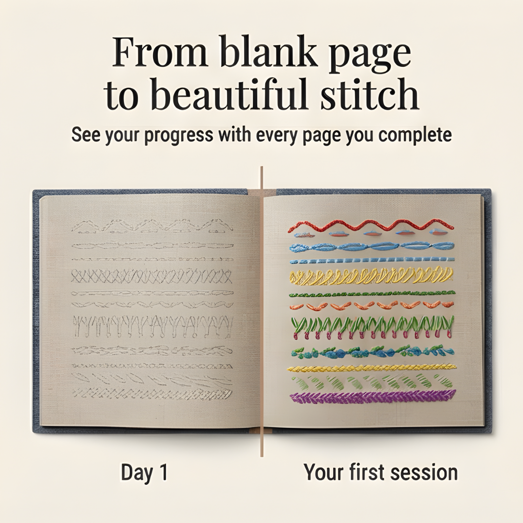 Embroidery Kit 106 Stitches Removable Linen Pages & Hoop