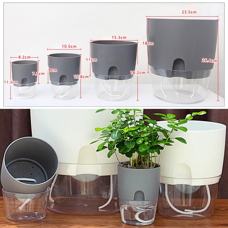 Flower Pot Self-Watering Cotton Wick & Transparent Reservoir