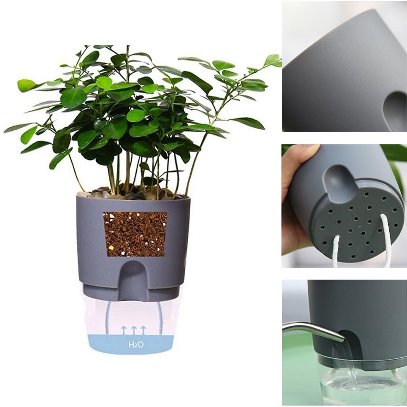 Flower Pot Self-Watering Cotton Wick & Transparent Reservoir