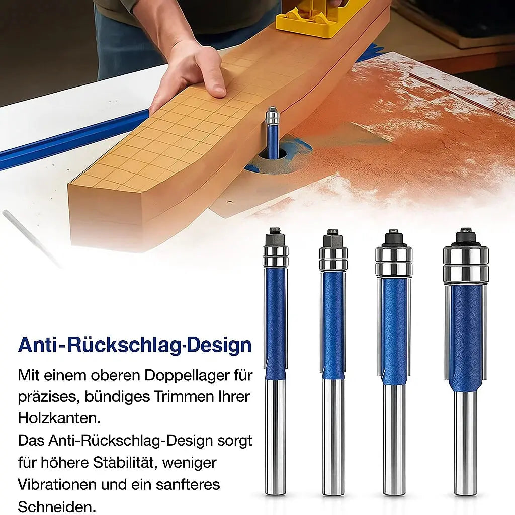Flush Trim Router Bit Set Tool Steel Double Bearing