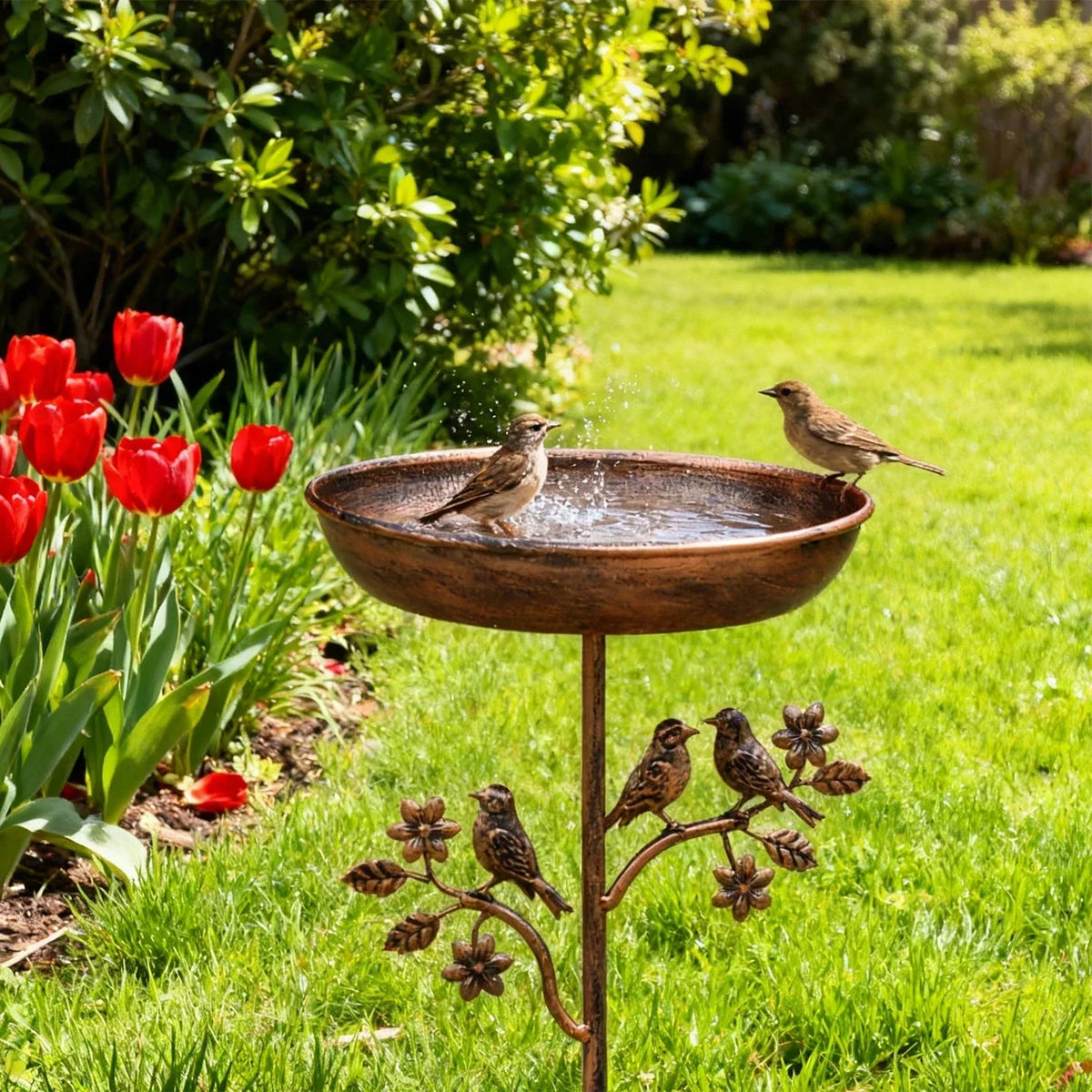 Garden Bird Bath Decorative Metal Ground Spike