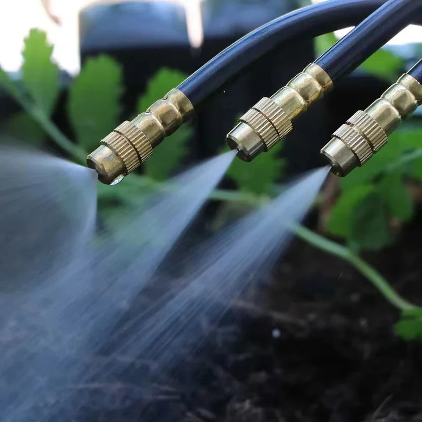 Garden Misting System 20m Hose Adjustable Copper Nozzles