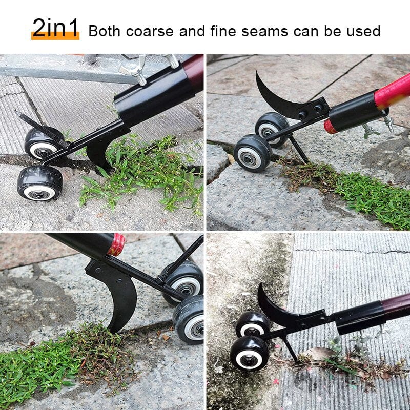 Garden Weed Remover Adjustable Handle & Two Wheels