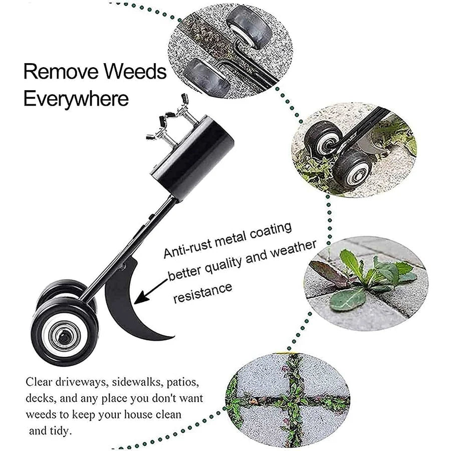 Garden Weed Remover Adjustable Handle & Two Wheels