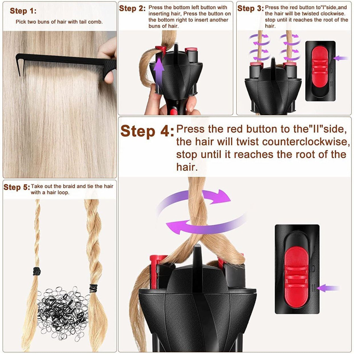 Hair Braiding Tool 360-Degree Rotating Anti-Snag Protection