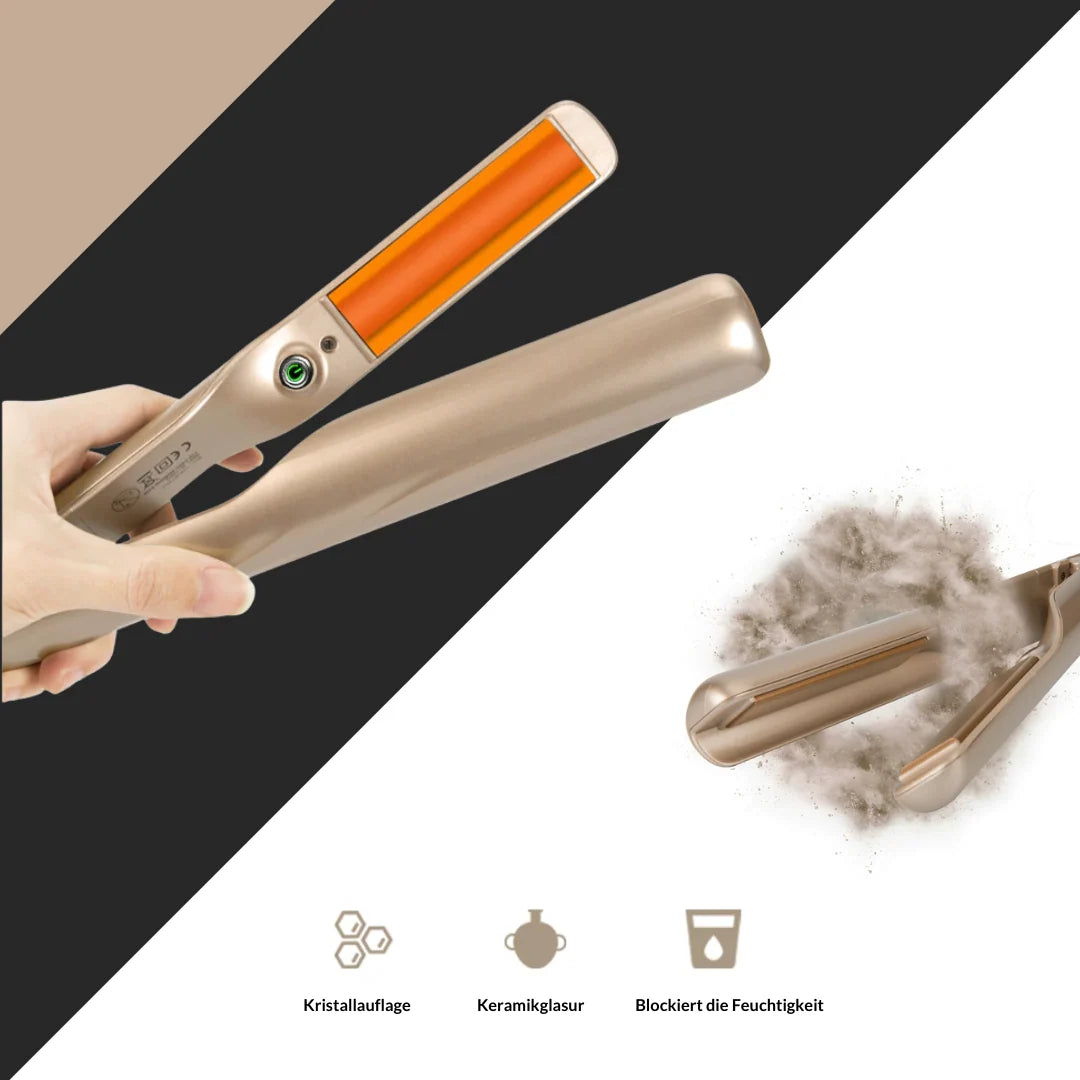 Hair Styler 2-in-1 Straightener & Curler Crystal Ceramic Plates