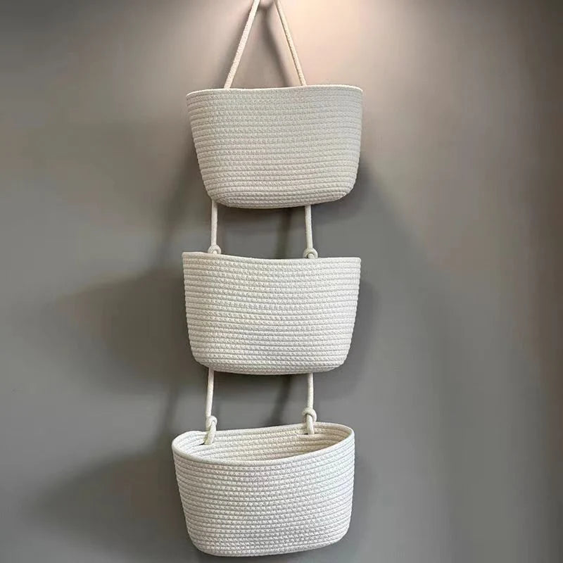 Hanging Storage Basket Three Compartments & Over Door Hook