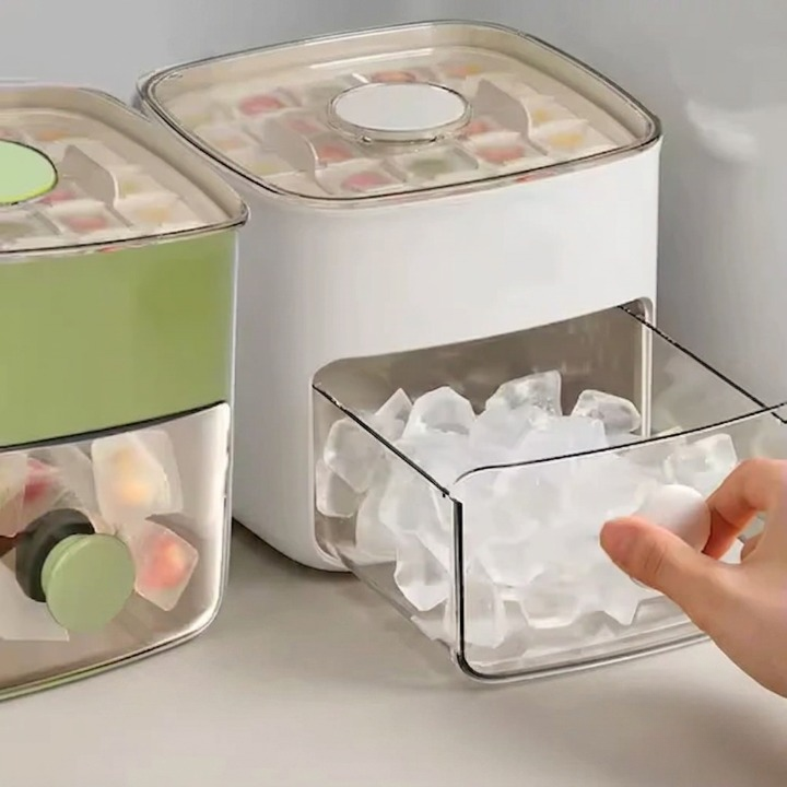 Ice Cube Tray Push-Button Release Stackable Hygienic 48 Cubes