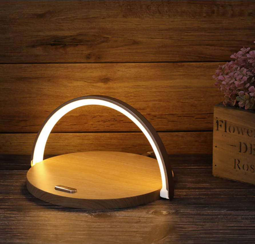 LED Bedside Lamp Qi Wireless Charger Touch Dimmer Foldable