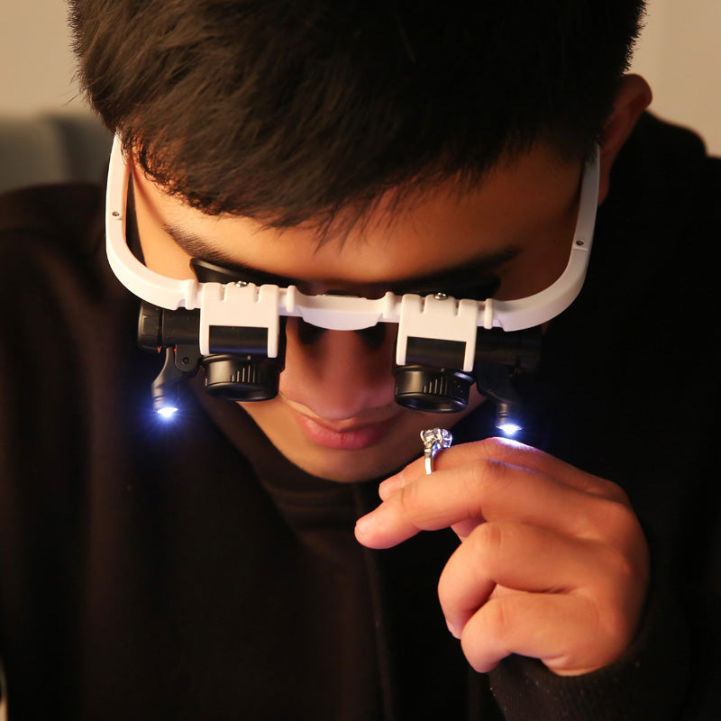 Magnifying Glasses Hands-Free Dual LED 6x To 25x