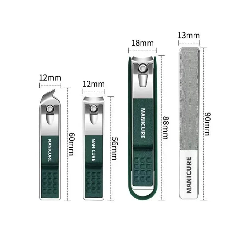 Nail Clipper Set Anti-Splash Stainless Steel Non-Slip Four-Piece