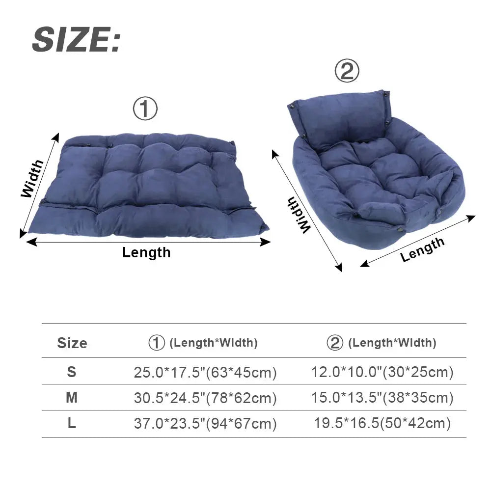 Pet Bed 3-in-1 Convertible 100% Cotton Machine Washable