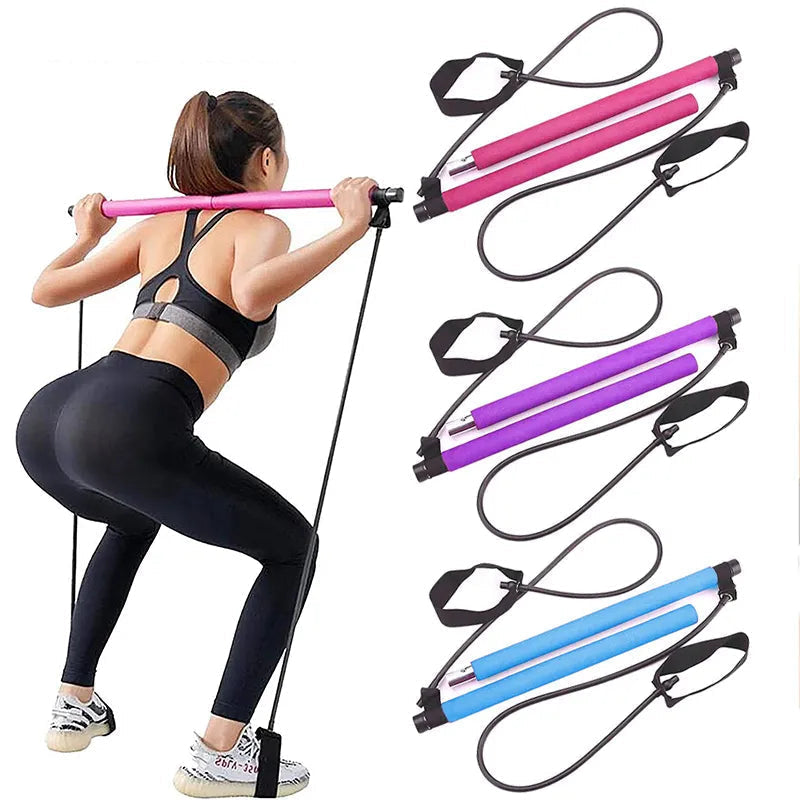 Pilates Bar Adjustable Resistance Bands & Foot Loops