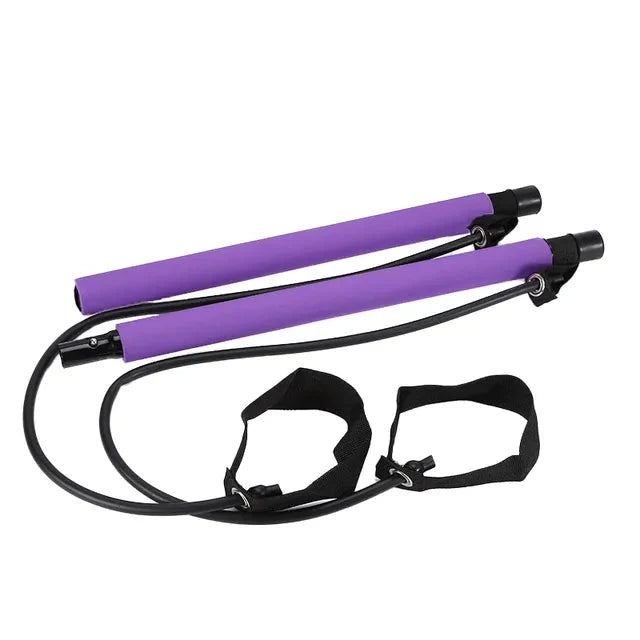 Pilates Bar Integrated Bands Adjustable Tension Travel Friendly