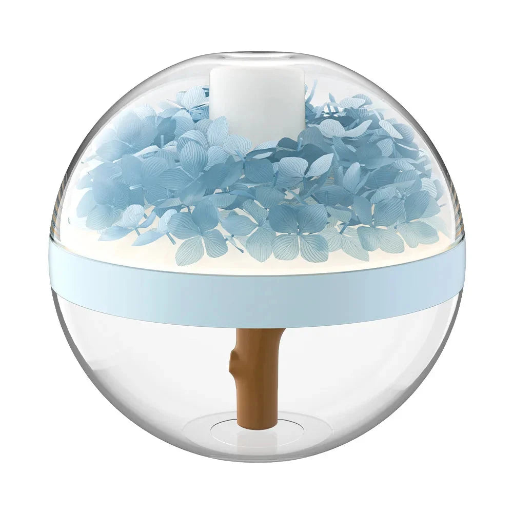 Portable Humidifier Glass Dome Preserved Hydrangea USB Rechargeable
