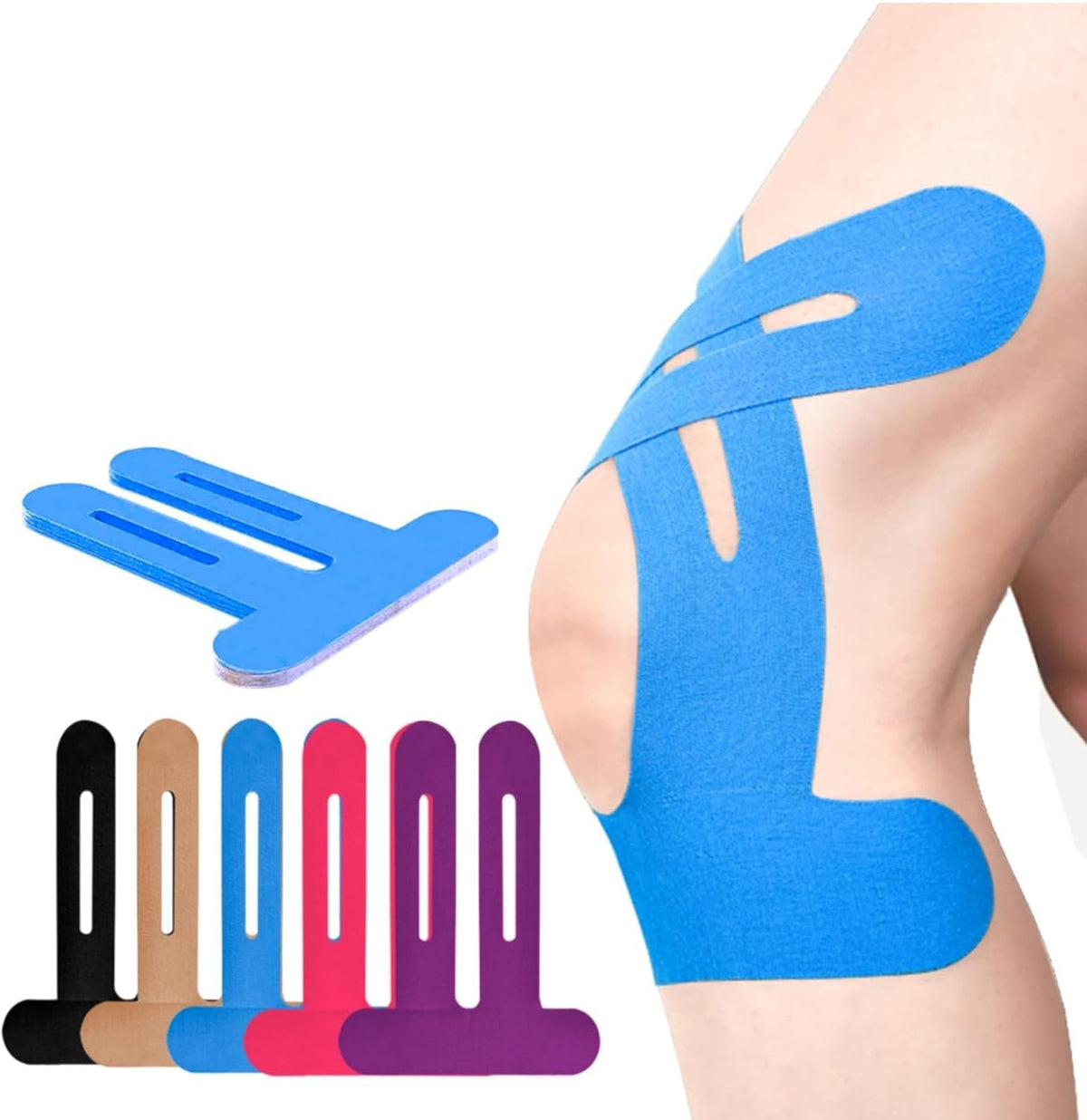Pre-Cut Knee Tape Elastic & Breathable Hypoallergenic Adhesive