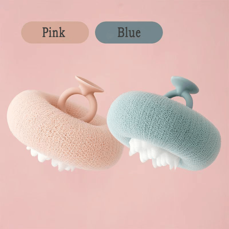 Shower Sponge Massage Nodules Ergonomic Ring Handle Suction Hook