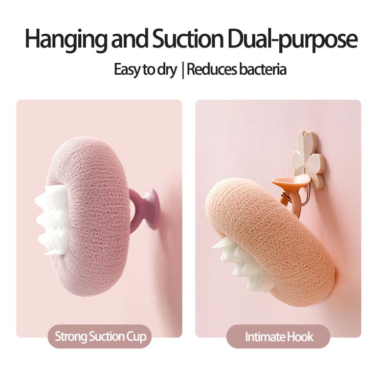 Shower Sponge Massage Nodules Ergonomic Ring Handle Suction Hook