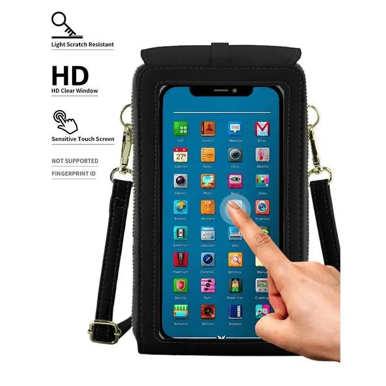 Smartphone Crossbody Bag Waterproof Touchscreen Window Anti-Theft & Card Pockets
