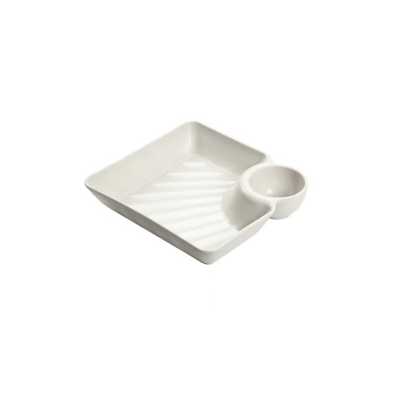 Snack & Dip Plate Integrated Sauce Compartment Lightweight Stackable