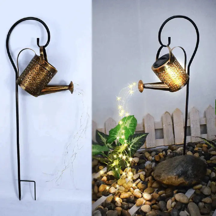Solar Garden Lamp Watering Can Design Rain Sound