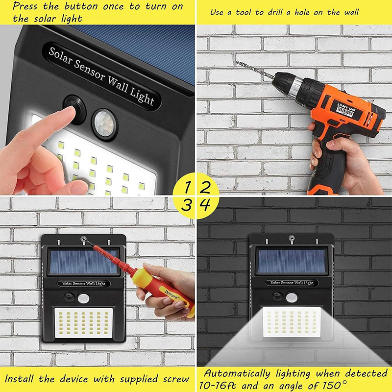 Solar Wall Light Motion Sensor & Weatherproof