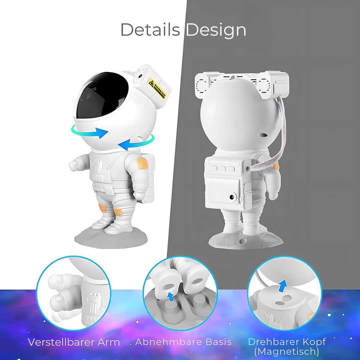 Star Projector Lamp Astronaut Design RGB LED Remote Control