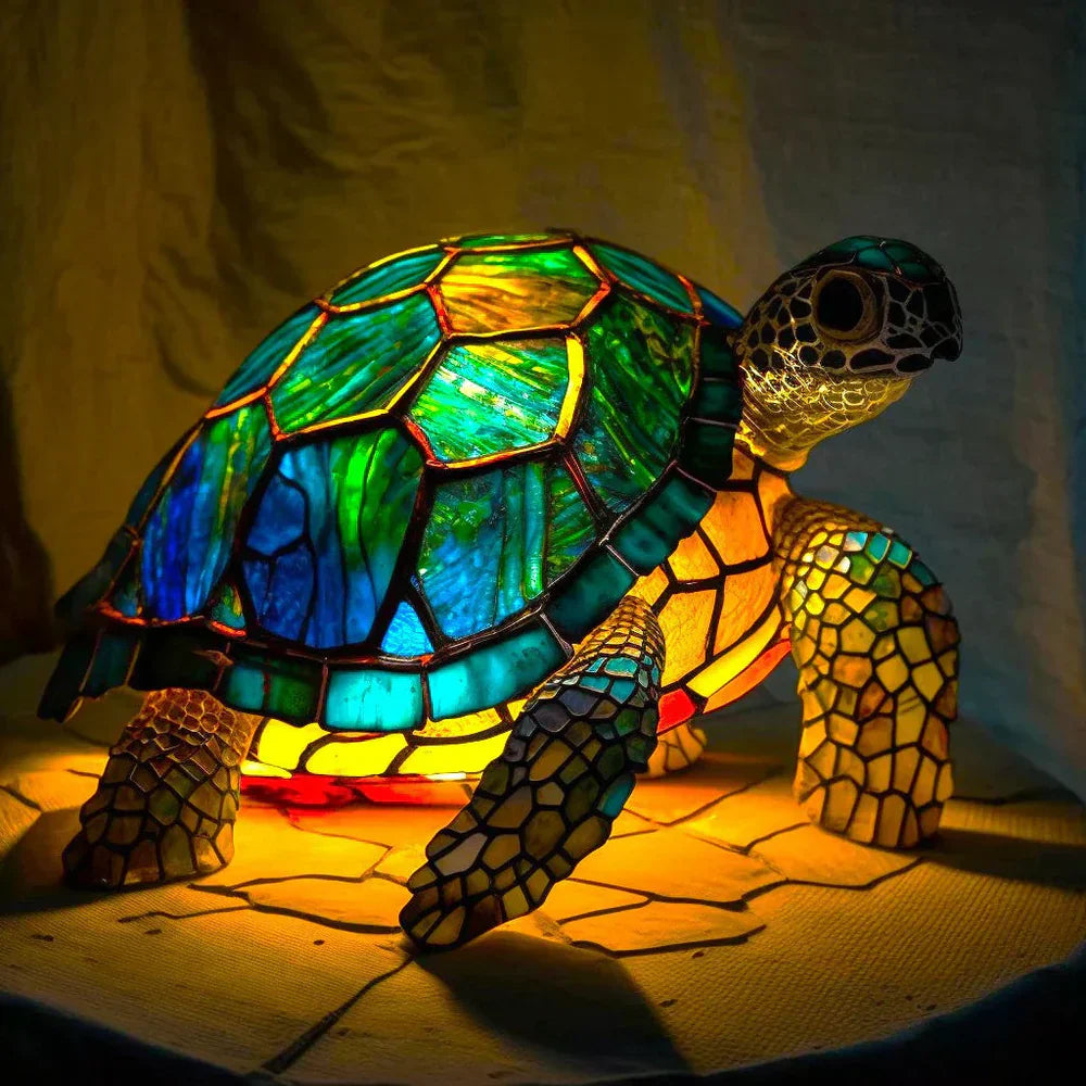 Table Lamp Handcrafted Stained Glass Metal Base 17cm