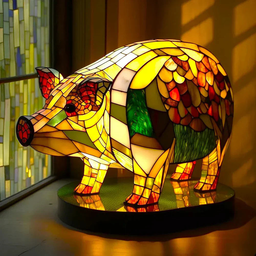 Table Lamp Handcrafted Stained Glass Metal Base 17cm