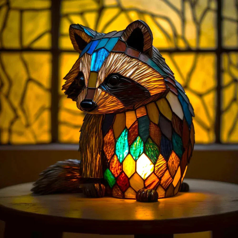 Table Lamp Handcrafted Stained Glass Metal Base 17cm