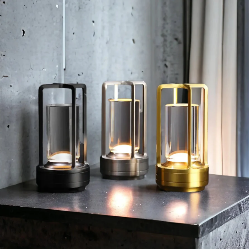 Table Lamp Rechargeable Touch Dimmer Glass Shade